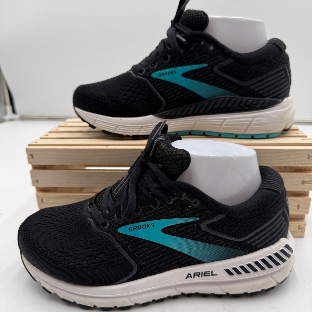 Brooks Running Shoes Ariel 20 Mesh Support Black Ebony Blue Women Size 6 Wide